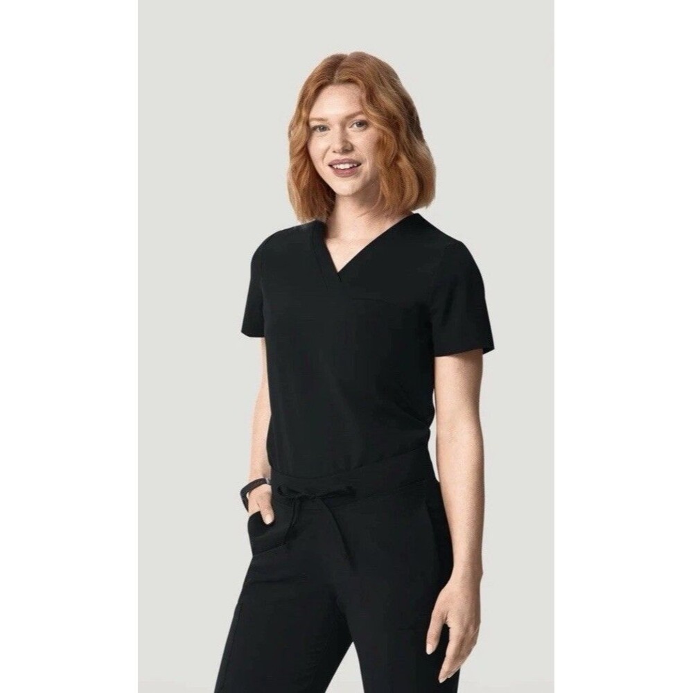 Mandala Scrubs Women 1-Pocket V Neck Top Size Medium Color Black NWT